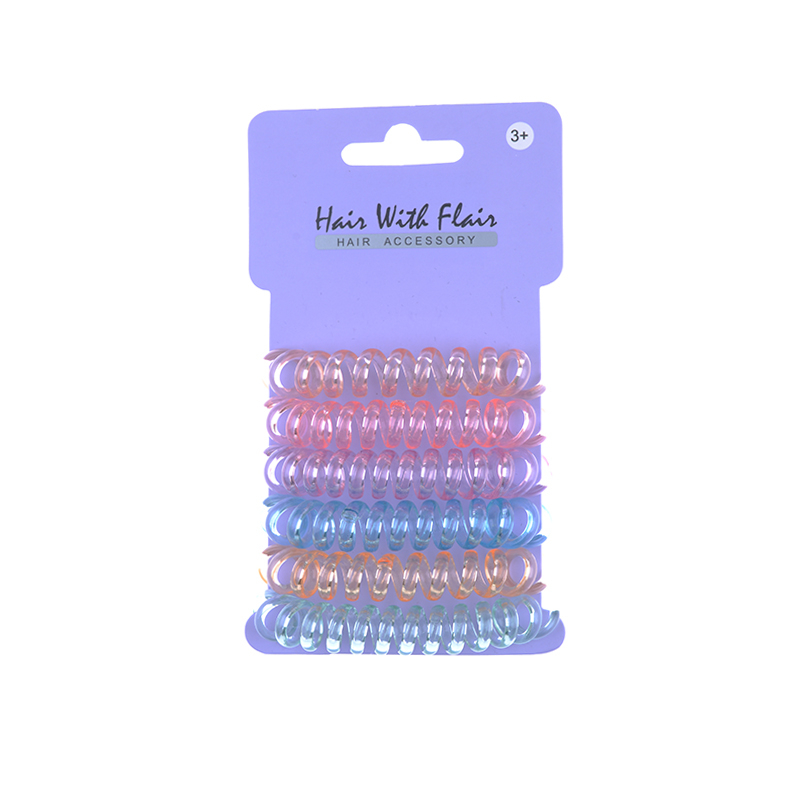 6 Pcs Spiral Hair Elastic TPU Telephone Line Hair Tie