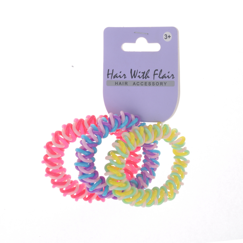 3pcs 2 color Spiral Hair Elastic TPU Telephone Line Hair Tie