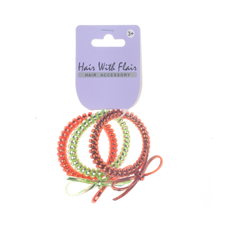 3 Pcs Spiral Hair Elastic TPU Telephone Line Hair Tie with Bow