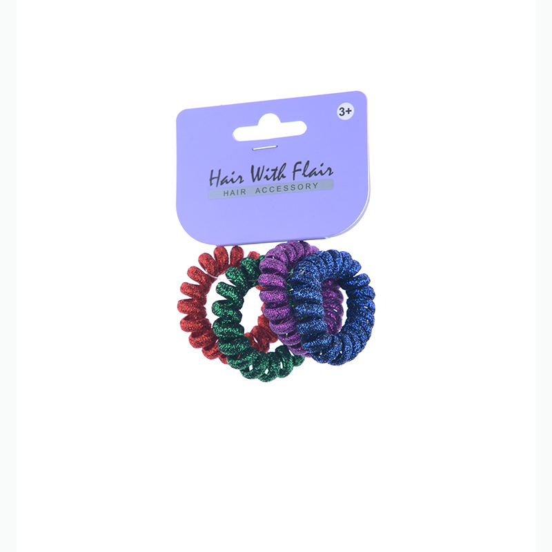 4 Pcs Spiral Hair Elastic TPU Telephone Line Hair Tie