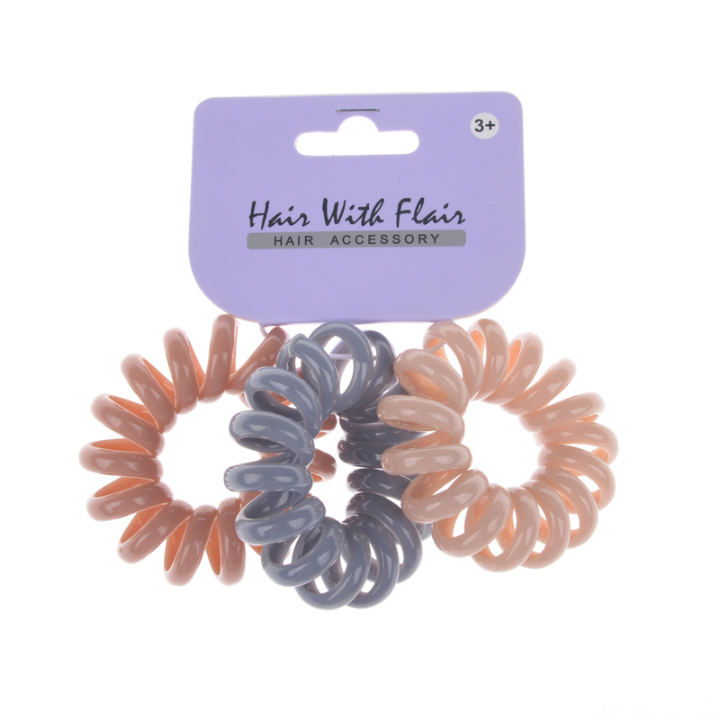 3 Pcs Spiral Hair Elastic TPU Telephone Line Hair Tie