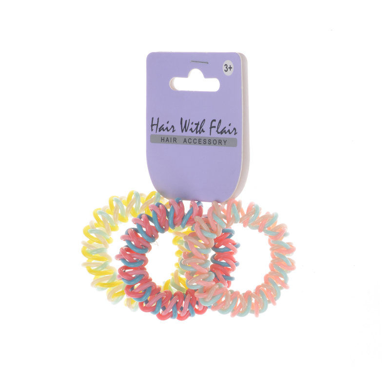 3pcs 2 color Spiral Hair Elastic TPU Telephone Line Hair Tie