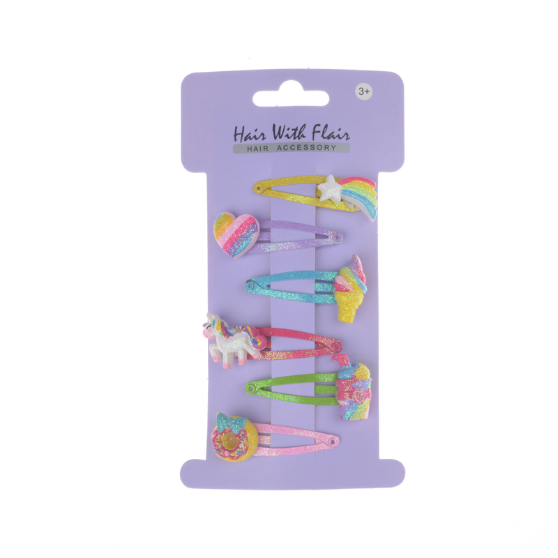 6 Pcs Rainbow Hair Clips Metal Clips for Girl