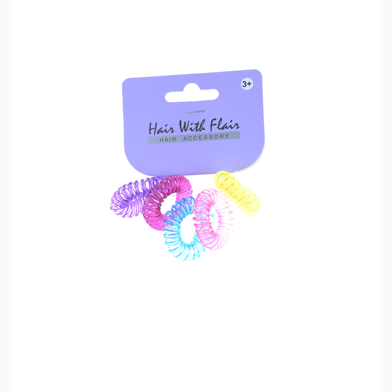 5 Pcs Spiral Hair Elastic TPU Telephone Line Hair Tie
