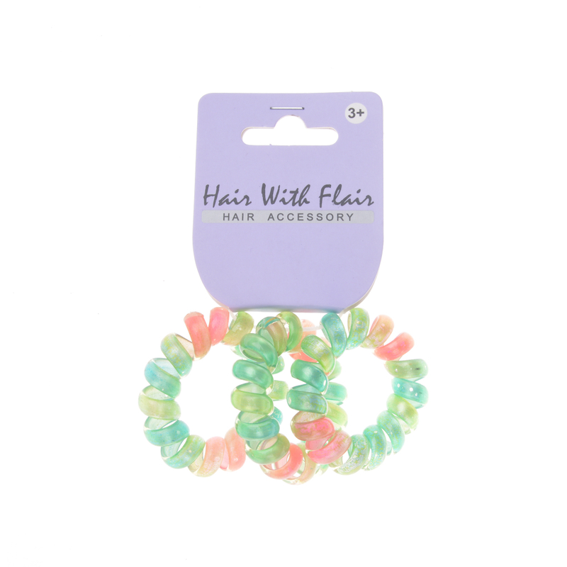 3 Pcs Spiral Hair Elastic TPU Telephone Line Hair Tie