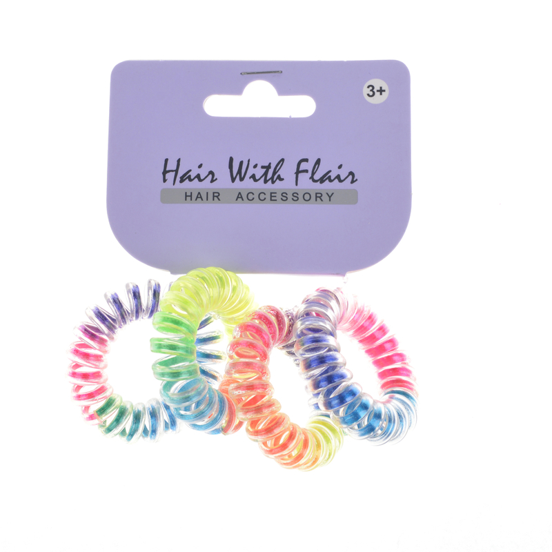 4 Pcs Spiral Hair Elastic TPU Telephone Line Hair Tie