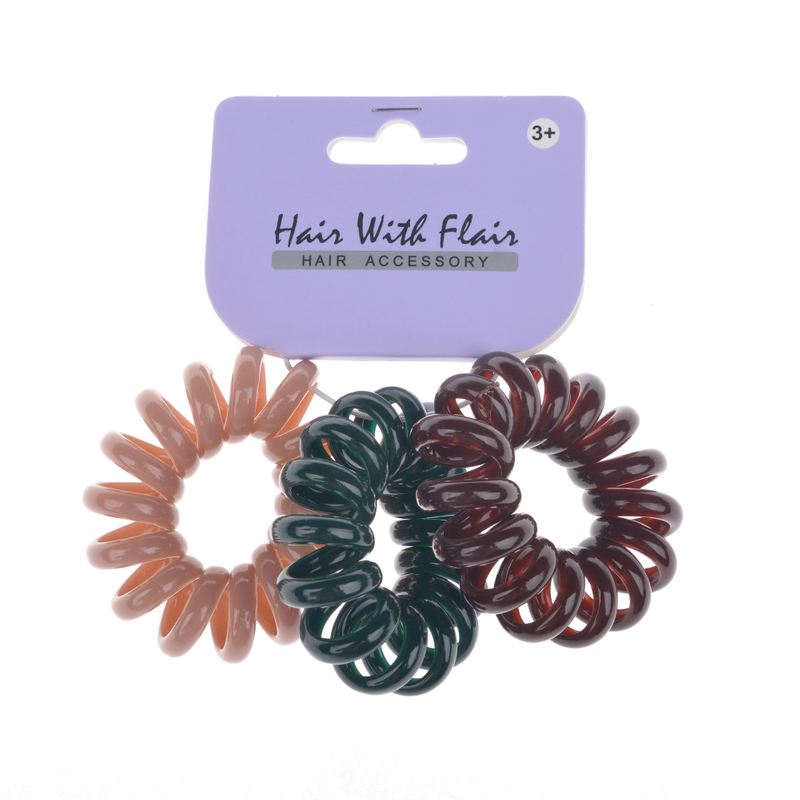 3 Pcs Spiral Hair Elastic TPU Telephone Line Hair Tie