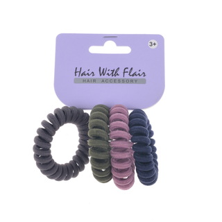 4 Pcs Spiral Hair Elastic TPU Telephone Line Hair Tie