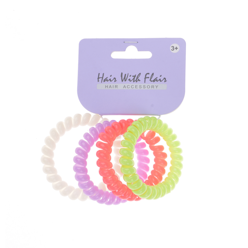 4 Pcs Spiral Hair Elastic TPU Telephone Line Hair Tie