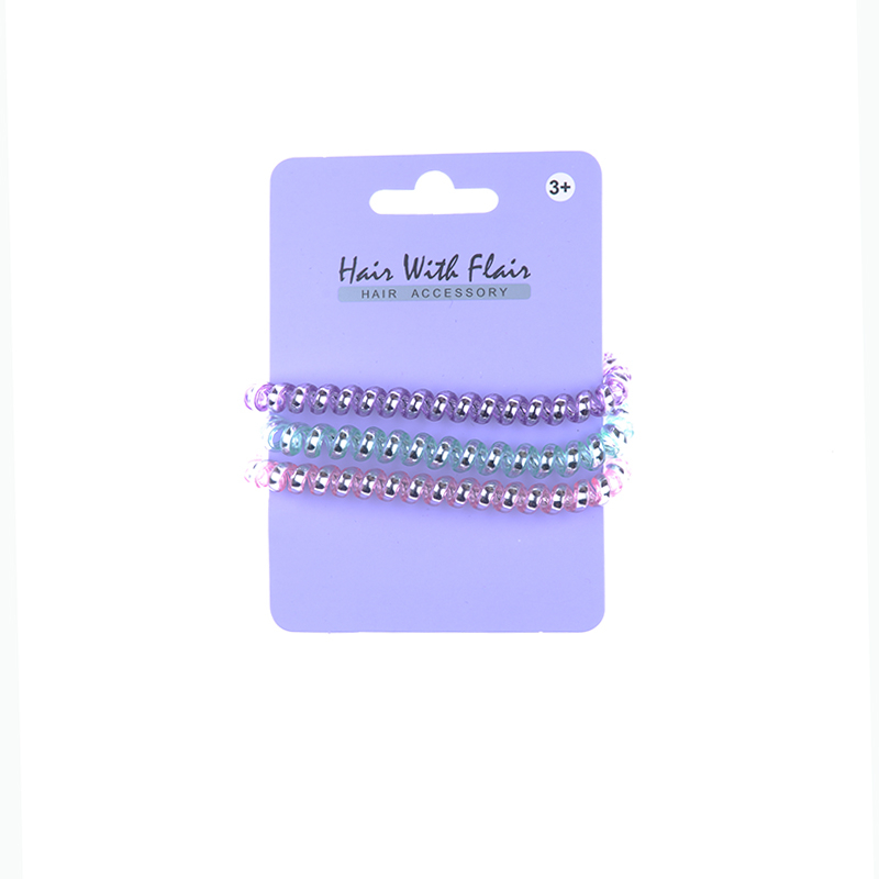 3 Pcs Spiral Hair Elastic TPU Telephone Line Hair Tie