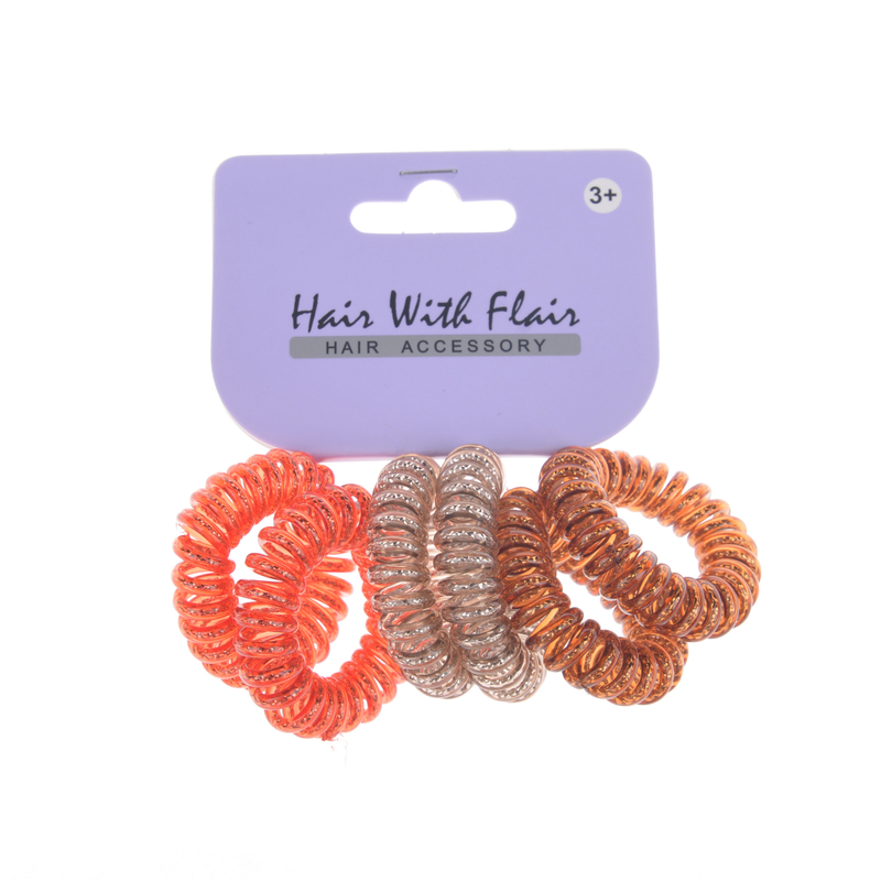 6 Pcs Spiral Hair Elastic TPU Telephone Line Hair Tie