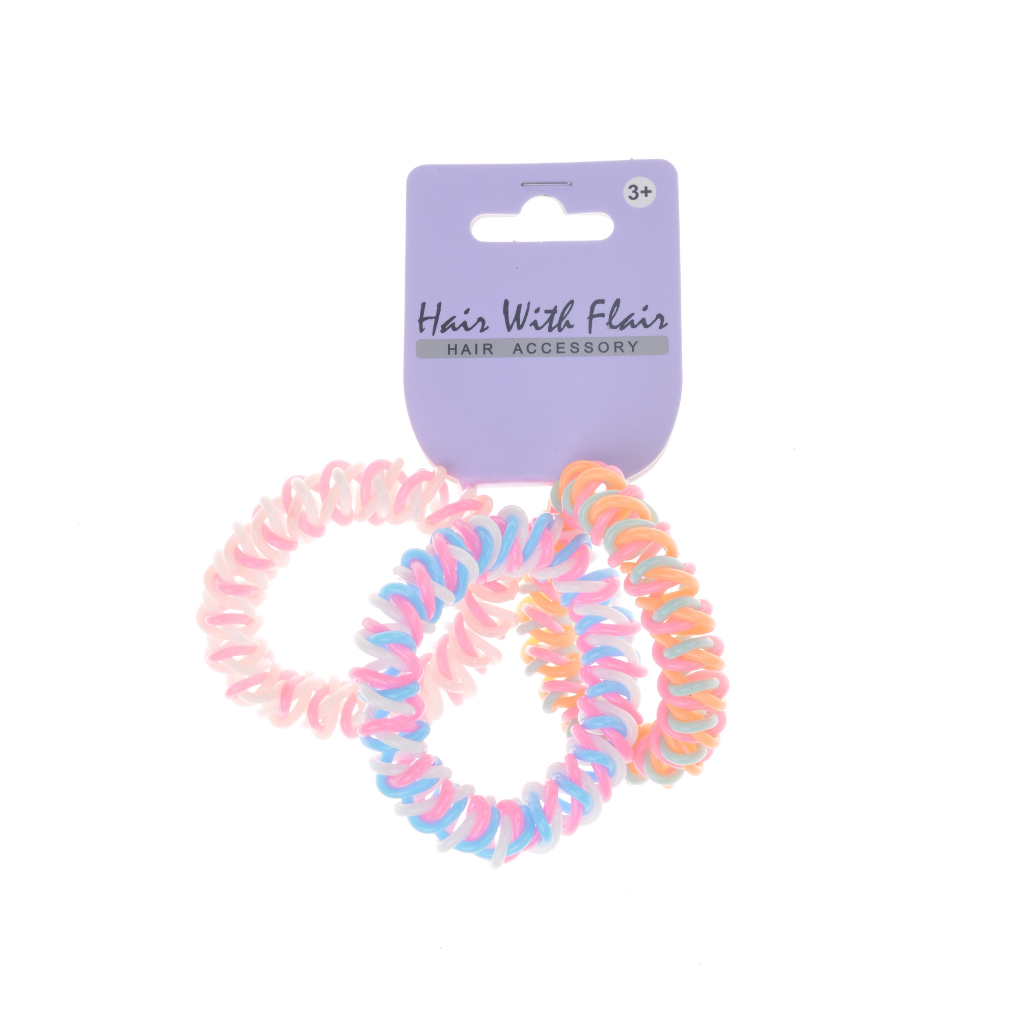 3pcs 2 color Spiral Hair Elastic TPU Telephone Line Hair Tie