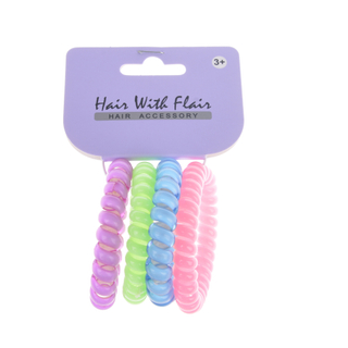 4 Pcs Spiral Hair Elastic TPU Telephone Line Hair Tie