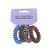 4 Pcs Bright Color Spiral Hair Elastic TPU Telephone Line Hair Tie with Pearl