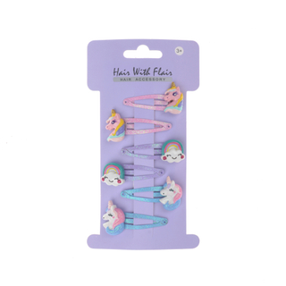 6 Pcs Hair Clips unicorn metal clips for Girl