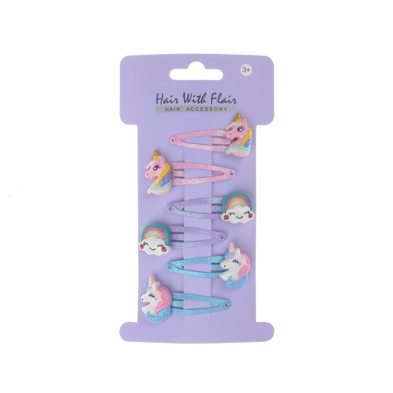 6 Pcs Hair Clips unicorn metal clips for Girl