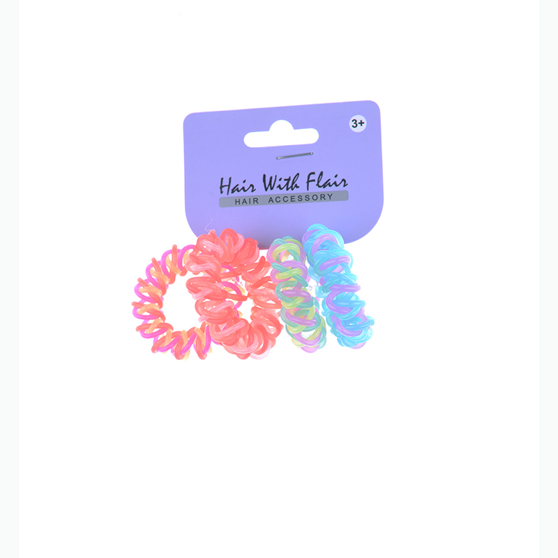 4 Pcs Spiral Hair Elastic TPU Telephone Line Hair Tie