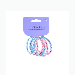 5 Pcs Spiral Hair Elastic TPU Telephone Line Hair Tie