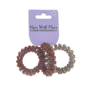 3 Pcs Spiral Hair Elastic TPU Telephone Line Hair Tie