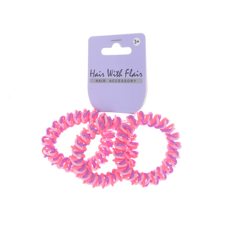 3pcs 2 color Spiral Hair Elastic TPU Telephone Line Hair Tie