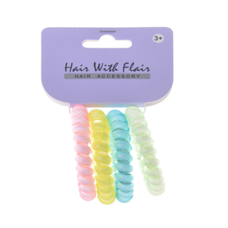 4 Pcs Spiral Hair Elastic TPU Telephone Line Hair Tie