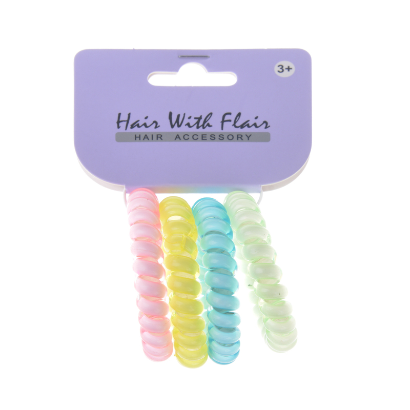4 Pcs Spiral Hair Elastic TPU Telephone Line Hair Tie