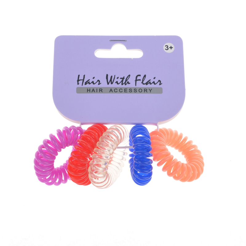 5 Pcs Spiral Hair Elastic TPU Telephone Line Hair Tie