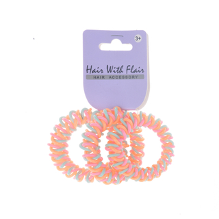 3pcs 2 color Spiral Hair Elastic TPU Telephone Line Hair Tie