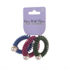 3 Pcs Spiral Hair Elastic TPU Telephone Line Hair Tie with Pearl