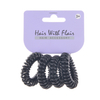 4 Pcs Black Spiral Hair Elastic TPU Telephone Line Hair Tie