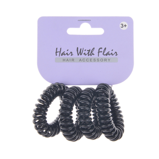 4 Pcs Black Spiral Hair Elastic TPU Telephone Line Hair Tie