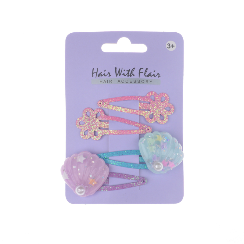 4 Pcs Shell Charm Hair Clips Metal Clips for Girl