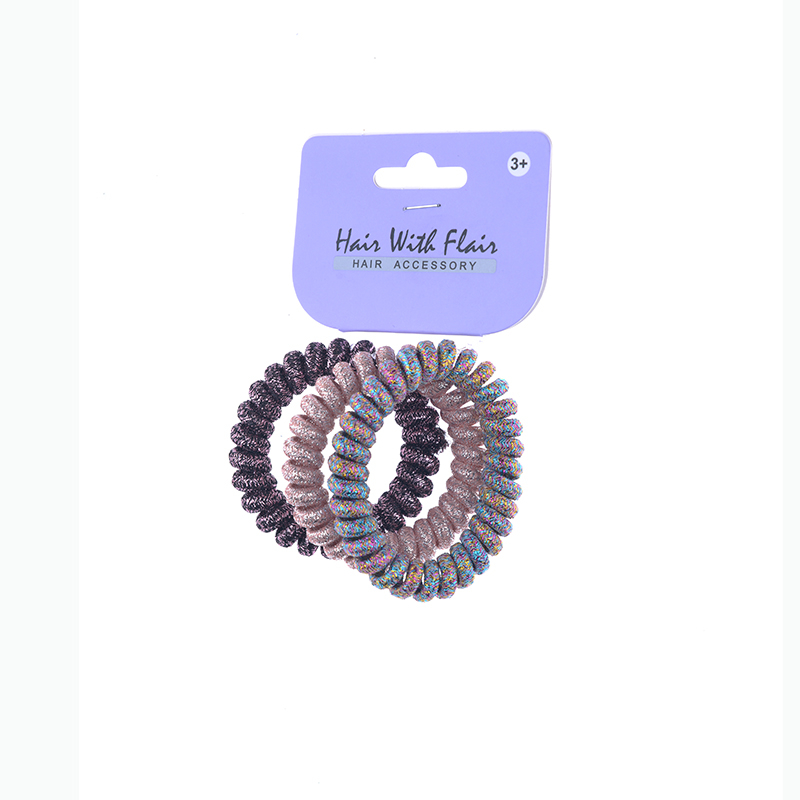 3 Pcs Spiral Hair Elastic TPU Telephone Line Hair Tie