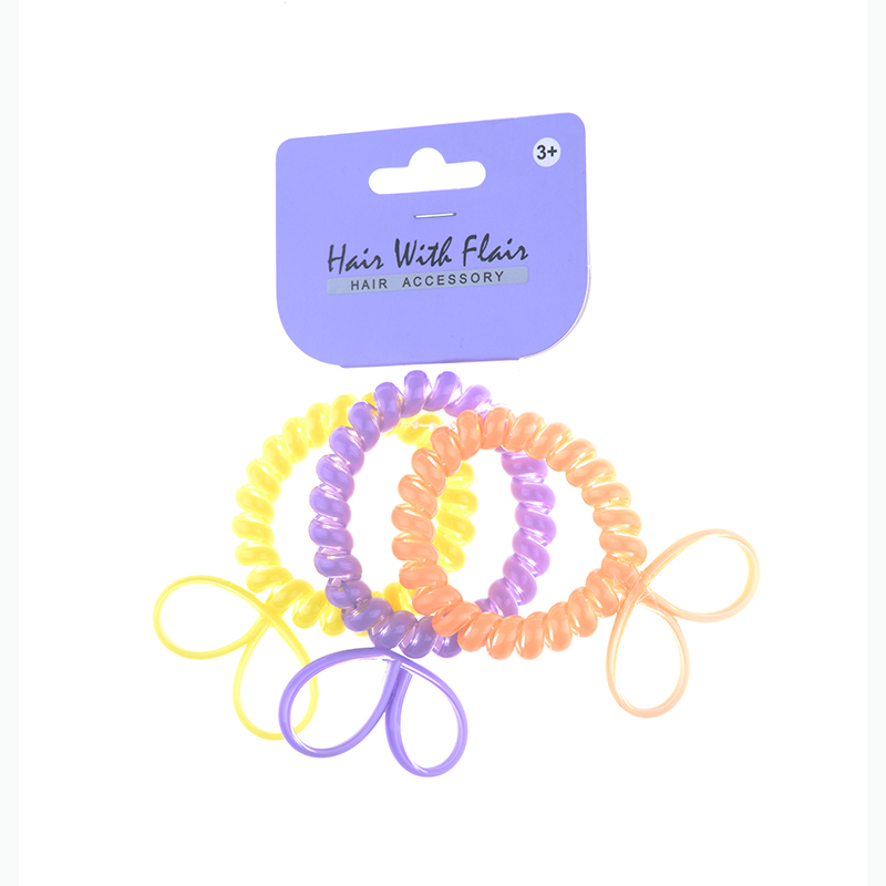 3 Pcs Spiral Hair Elastic TPU Telephone Line Hair Tie