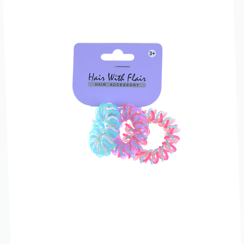 3 Pcs Spiral Hair Elastic TPU Telephone Line Hair Tie