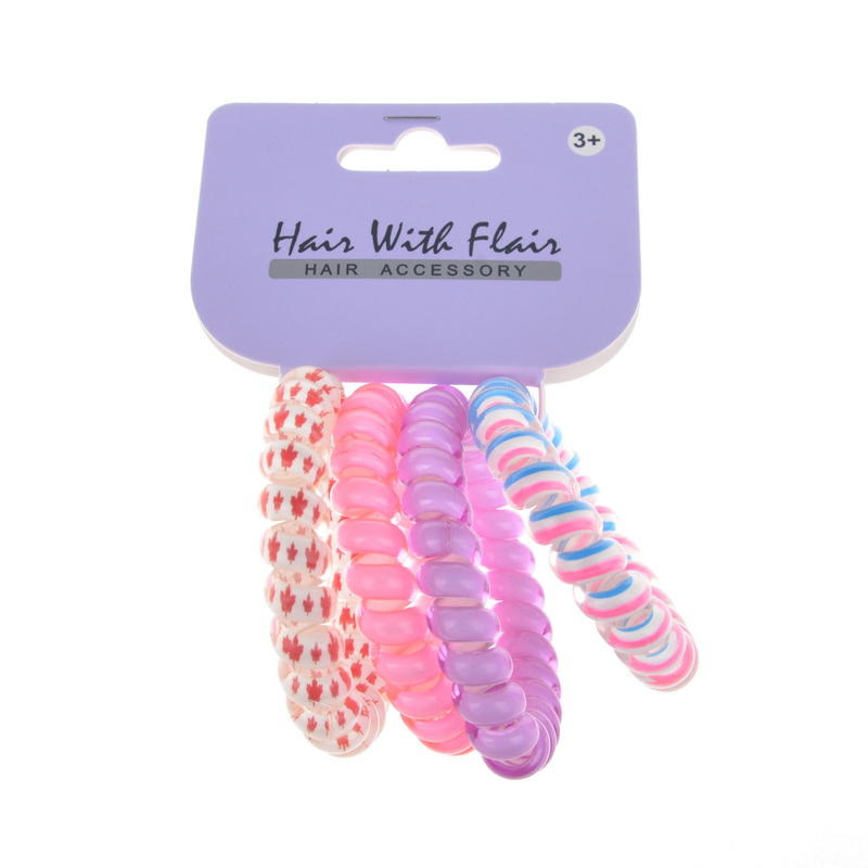 4 Pcs Spiral Hair Elastic TPU Telephone Line Hair Tie