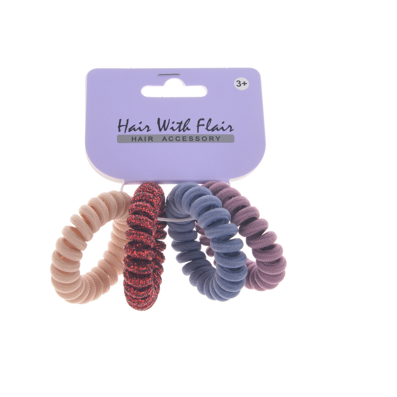 4 Pcs Spiral Hair Elastic TPU Telephone Line Hair Tie