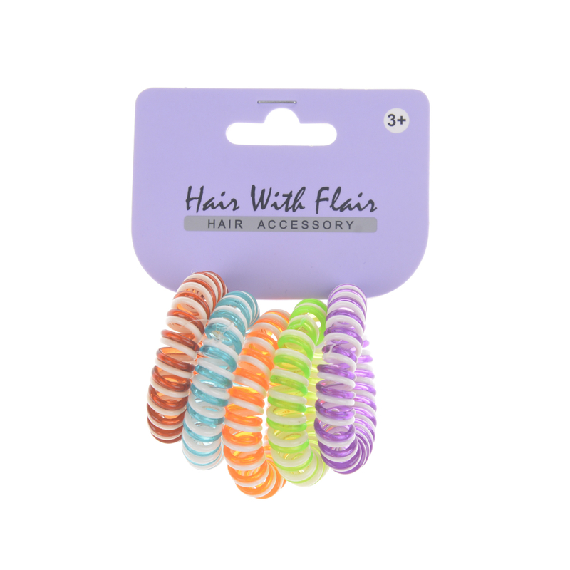 5 Pcs Spiral Hair Elastic TPU Telephone Line Hair Tie