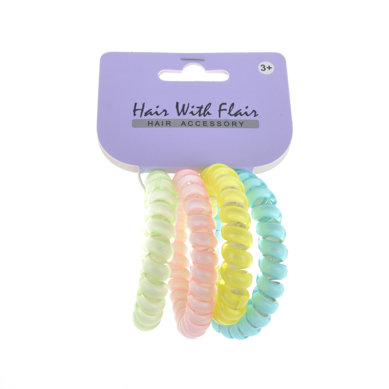 4 Pcs Spiral Hair Elastic TPU Telephone Line Hair Tie