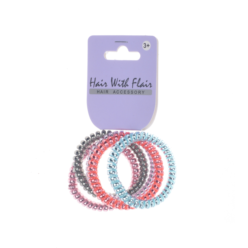 4 Pcs Spiral Hair Elastic TPU Telephone Line Hair Tie