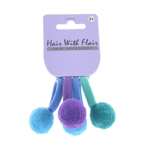 Macarons color cotton elastic with pompom hair band set ponytail holders for girl