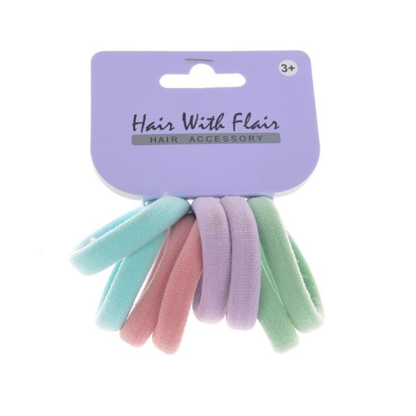 Macarons color cotton elastic with pompom hair band set ponytail holders for girl