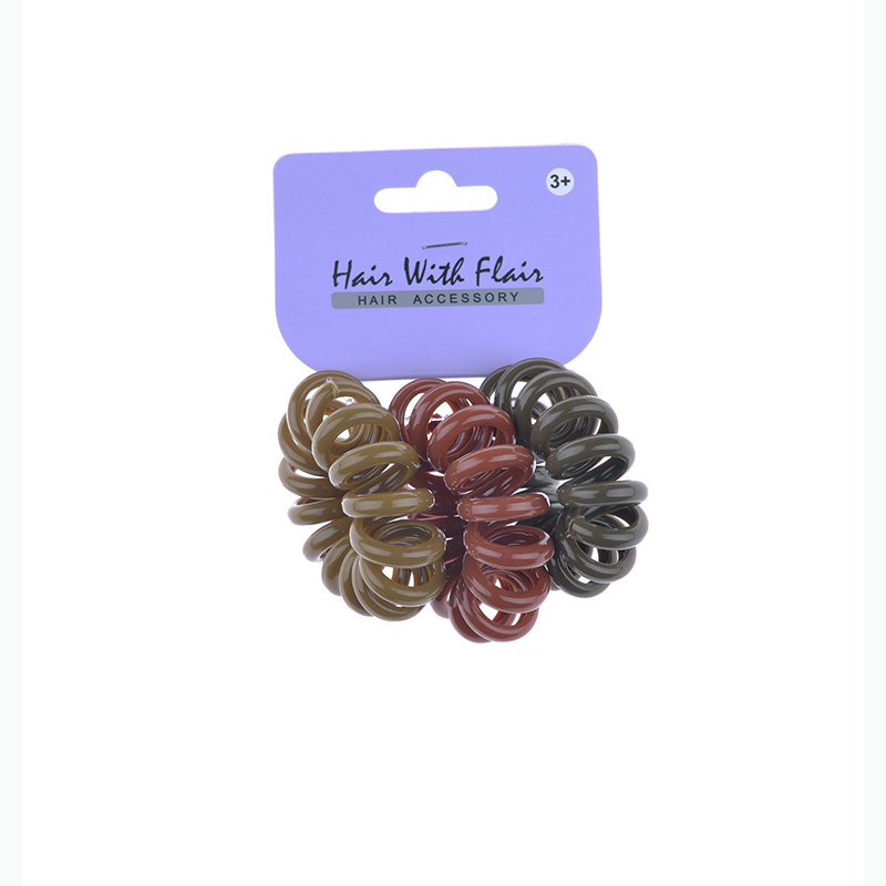 3 Pcs Spiral Hair Elastic TPU Telephone Line Hair Tie