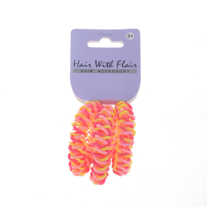 3pcs 2 color Spiral Hair Elastic TPU Telephone Line Hair Tie