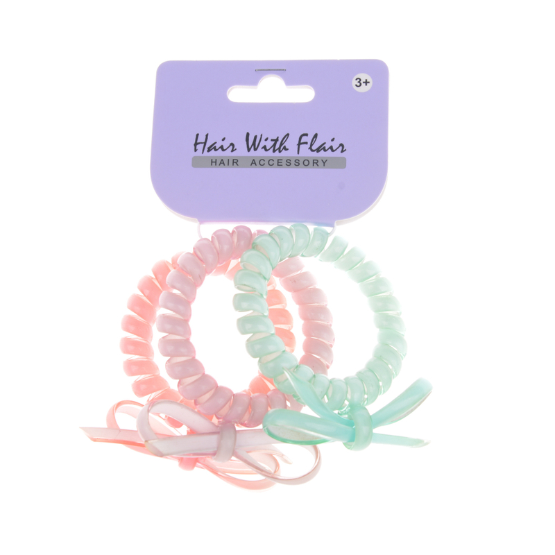 3 Pcs Spiral Hair Elastic TPU Telephone Line Hair Tie