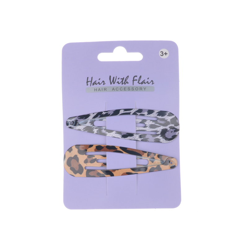 2 Pcs Printed Big Hair Clips Metal Clips for Girl