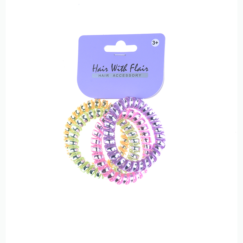 4 Pcs Spiral Hair Elastic TPU Telephone Line Hair Tie