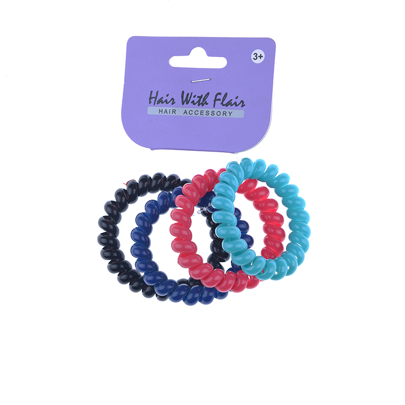 4 Pcs Spiral Hair Elastic TPU Telephone Line Hair Tie