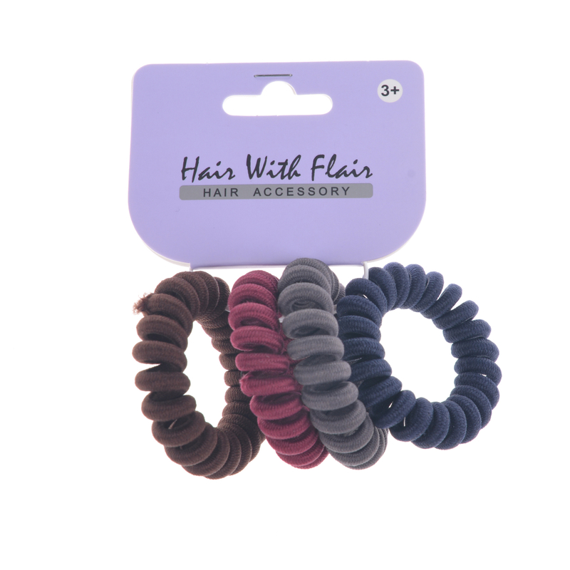 4 Pcs Spiral Hair Elastic TPU Telephone Line Hair Tie