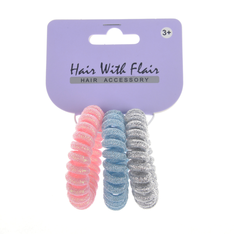 3 Pcs Spiral Hair Elastic TPU Telephone Line Hair Tie